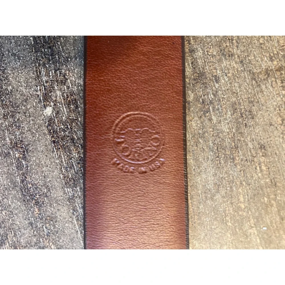 Torino Mens Belt 44 Cognac Brown Embossed Italian Kipskin Leather Made in USA